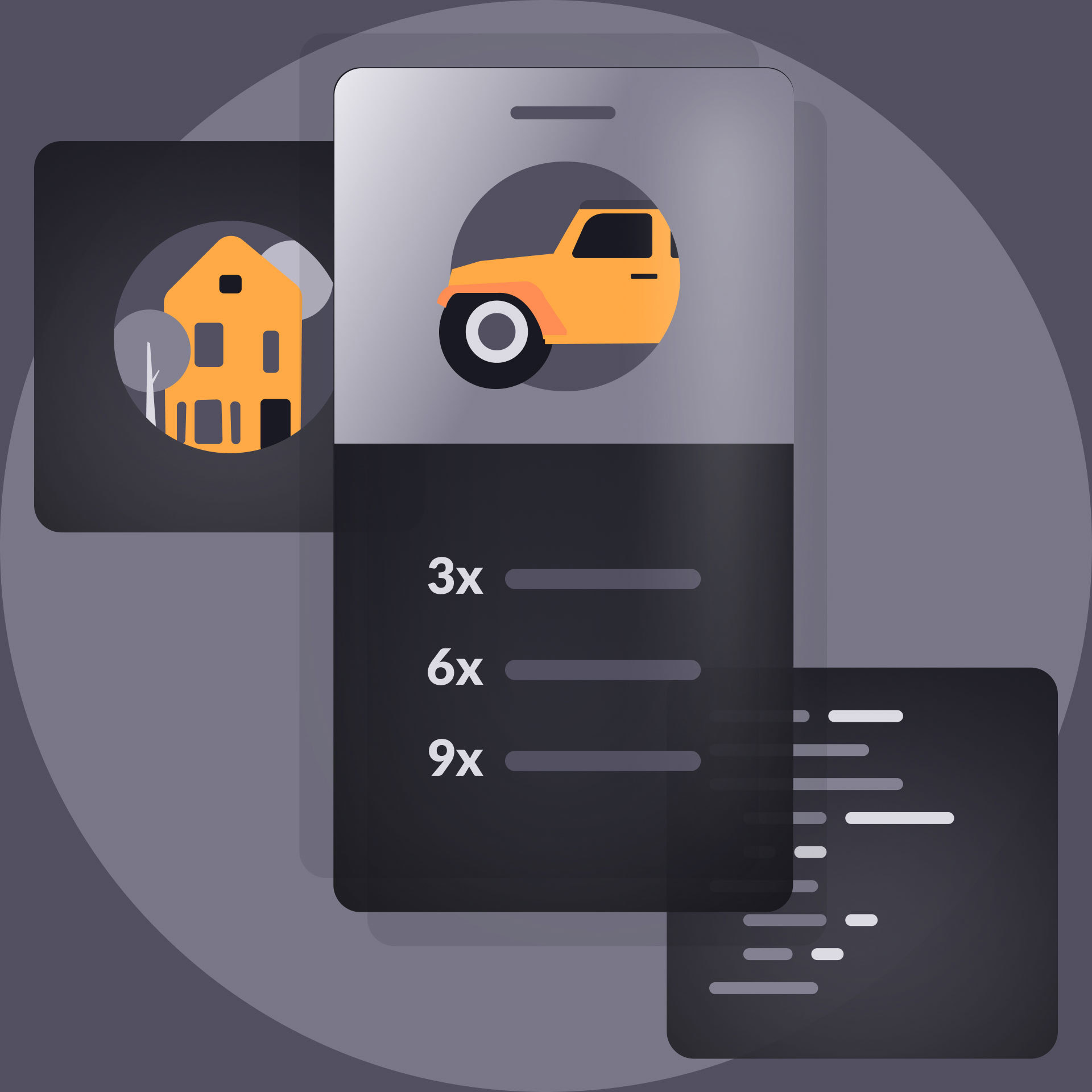 Vectorial illustration of an auto lending on a mobile banking app
