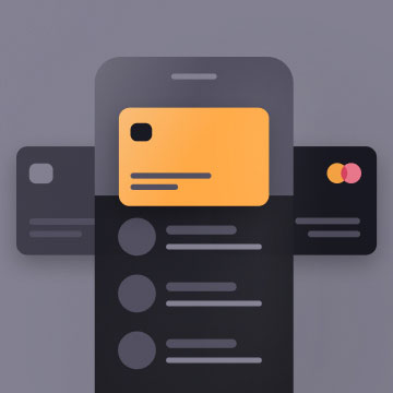 Vectorial art of a credit card and a debit card on a mobile app